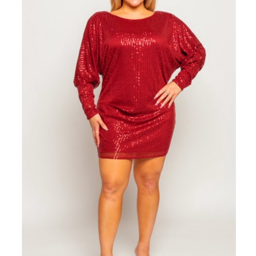 Sparkling Sequin Stretch Dolman Mini Dress